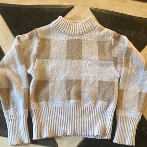 Poof! Plaid Turtleneck Sweater - Cream and Brown